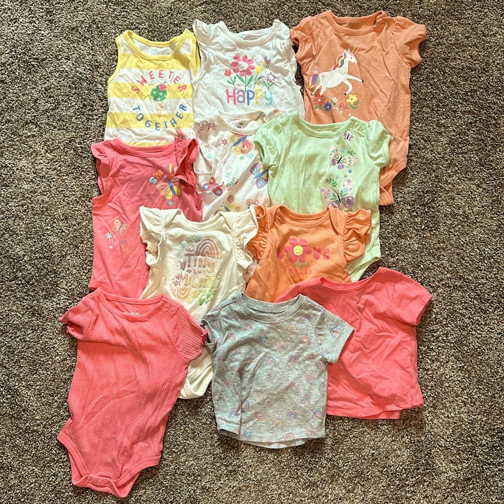 Infant girls shirt and onesie lot